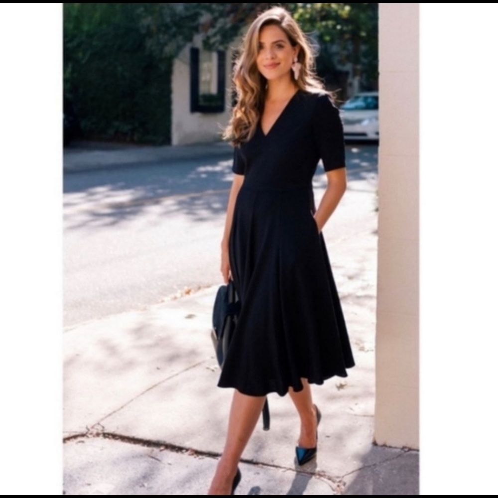 Gal Meets Glam Edith Navy Fit Flare Midi Dress 4